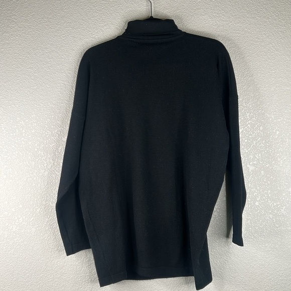 Vintage 100% Wool Black Long Sleeve Classic Minimalist Turtleneck Sweater Medium - Picture 3 of 4